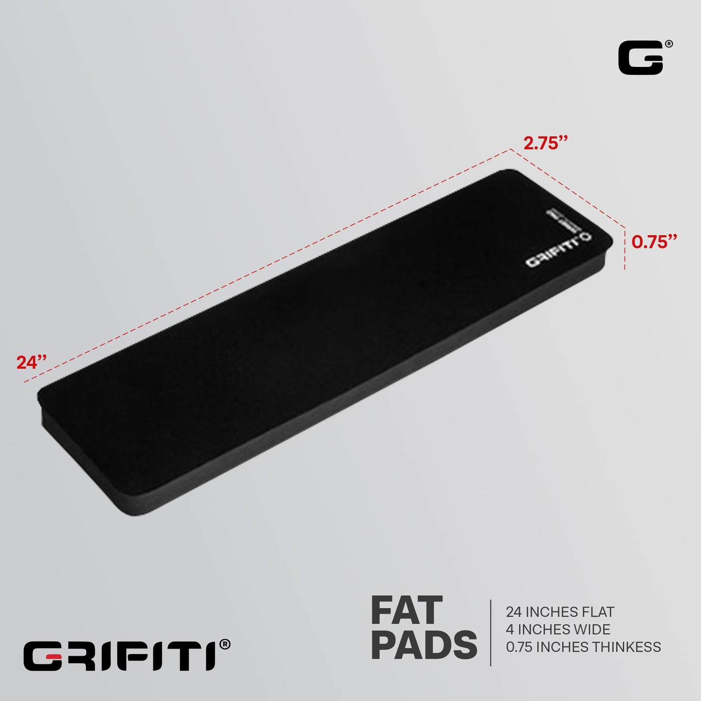 GRIFITI Fat Wrist Pad 24" x 4" x 0.75" Inch Computer or Mechanical Keyboard & Mousepad Wrists Rest Keyboards Mouse, Trackball or Trackpad Ergonomic