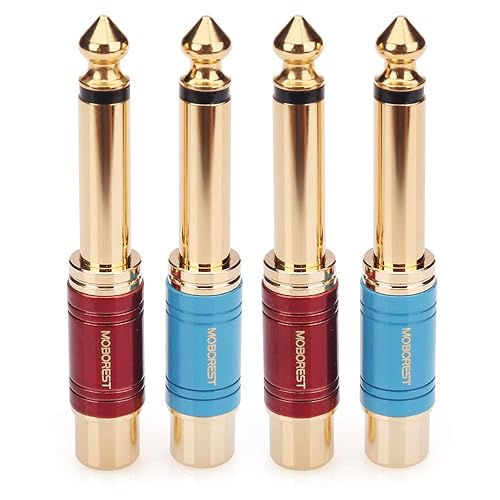 MOBOREST Premium RCA to 1/4 Adapter, 24K Gold-Plated 1/4 Inch to F Audio Connector, Pure Copper 6.35mm TS Mono to Female Coupler for Amplifier
