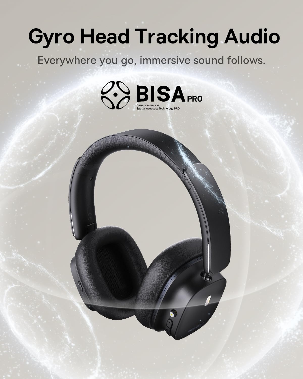 Baseus Bowie 30 Max Active Noise Cancelling Headphones, Head Tracking Spatial Audio, LDAC Hi-Res Wireless Sound, 65H Playtime, Comfort Fit, Clear…