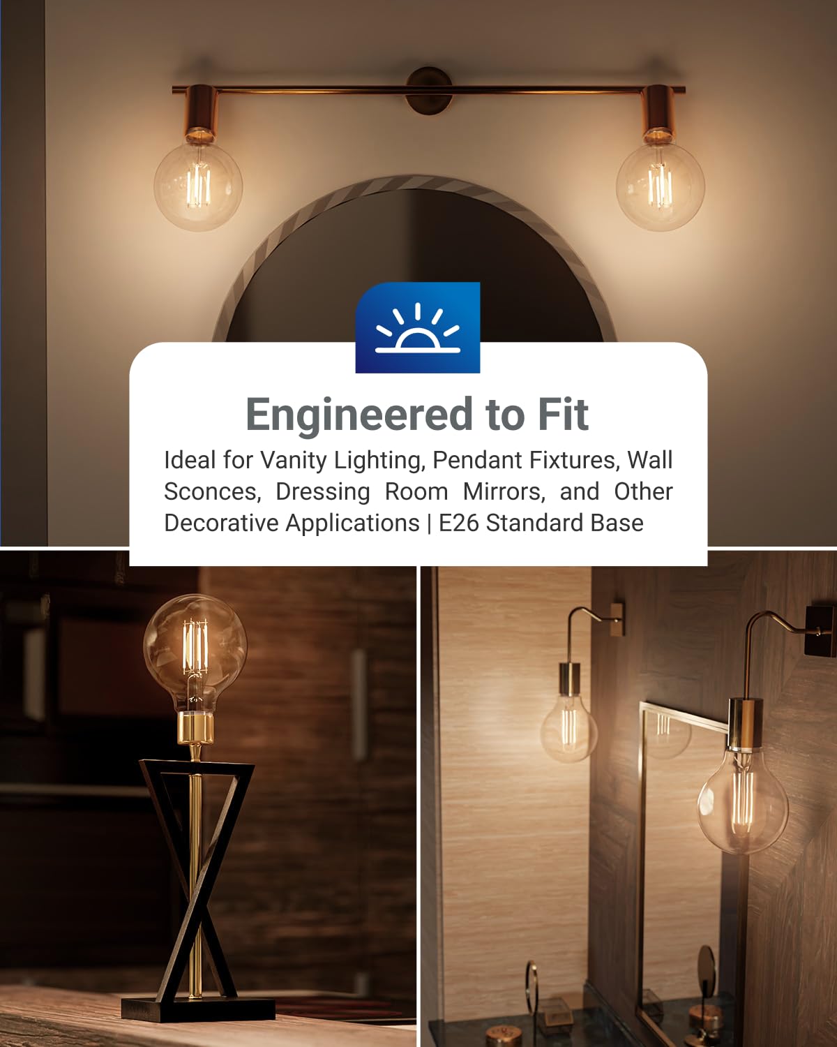 Sunco 6 Pack G25 LED Light Bulb, Globe, E26, 5W=60W, 3000K Warm White