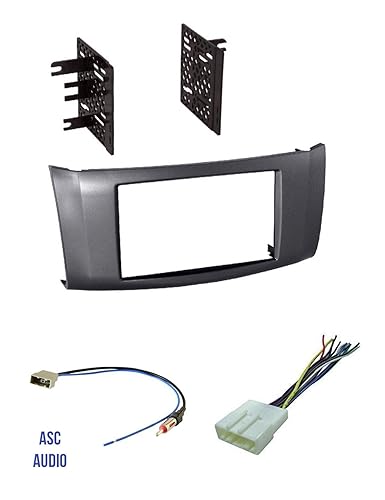 Premium Car Stereo Install Charcoal Gray Dash Kit, Wire Harness, and Antenna Adapter for Installing a Double Din Aftermarket Radio -Made for Nissan