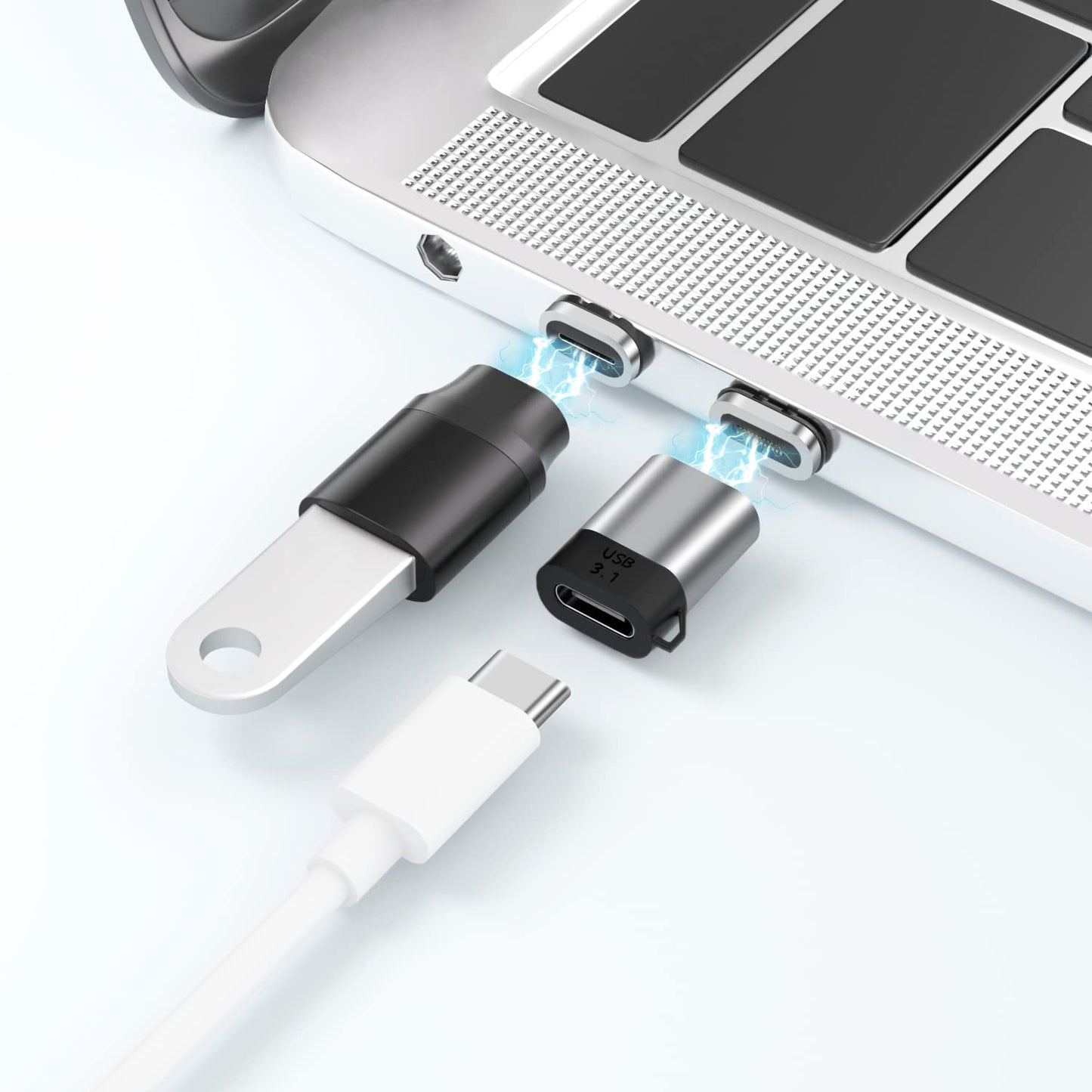 AUCON USB C Magnetic Adapter Straight 100W + USB C to USB Adapter Magnetic C Connector Support Data Transfer Compatible with MacBook Pro/Air/ Type C…