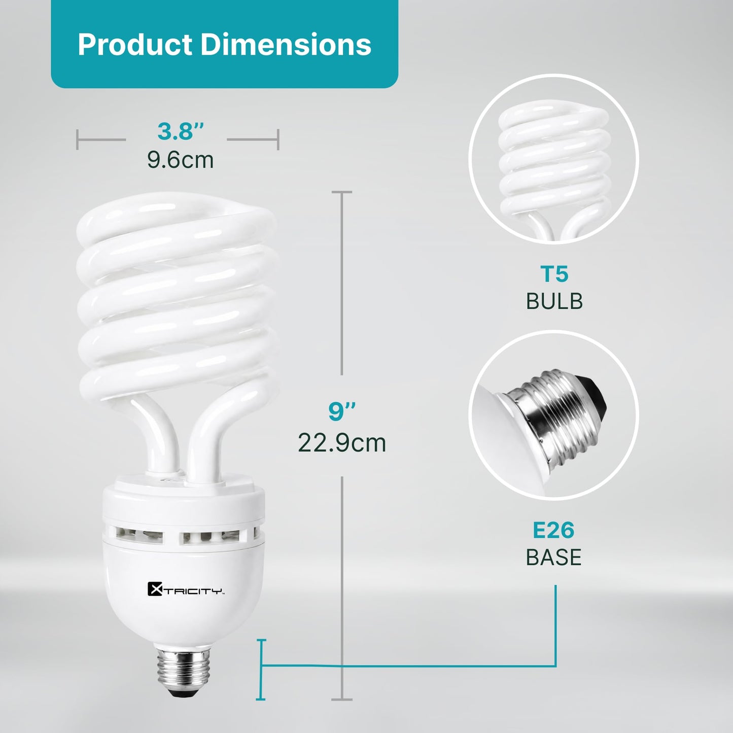 Xtricity CFL, 65W (300 Watt Equivalent), High Lumen 4000 Light Bulb, 4100K Cool White T5 Spiral, Compact Fluorescent, 4000 Lumens, E26 Medium Base