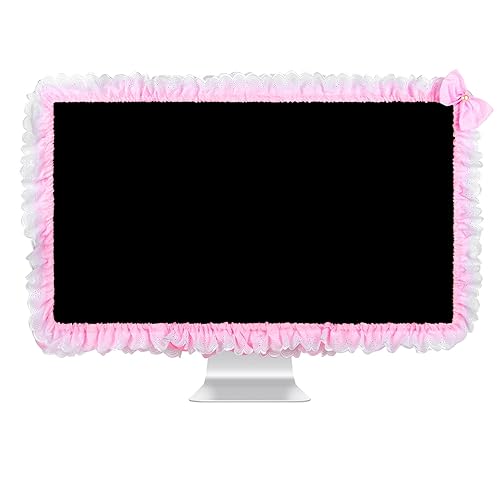 Kingshion 32"-38" Lovely Cute Computer Monitor Cover with Lovely Cute Elastic Pen Pocket Bow-knot TV LCD Screen Monitor Decoration Dust Cover