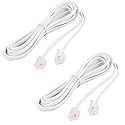 uxcell 6P2C RJ11 Telephone Fax Modem Line Cable 1.9M, 2Pieces for Landline Telephone, White