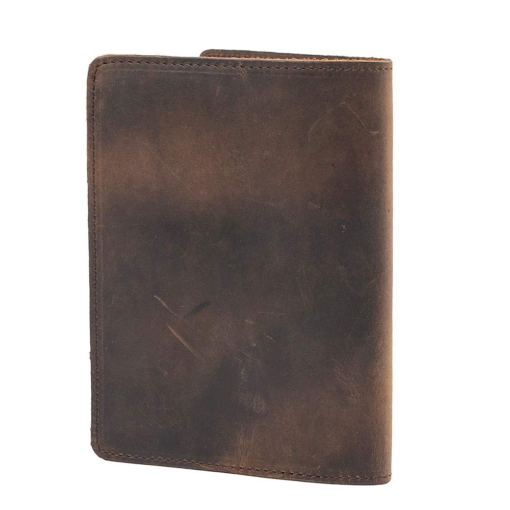 RFID Blocking Passport Holder Travel Wallet - Genuine Crazy Horse Leather for Men(Coffee)