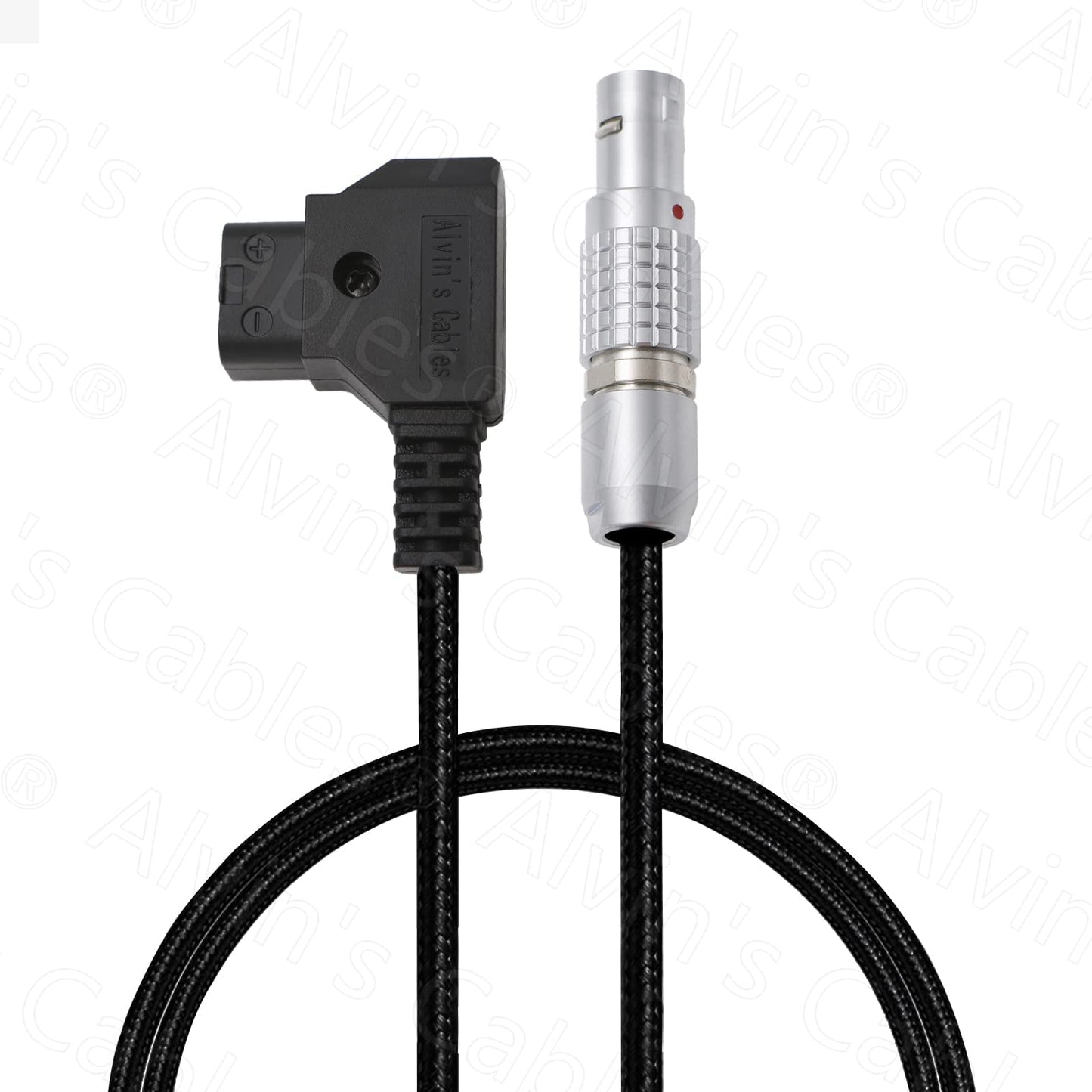 Alvin's Cables Flexible 2 Pin Male to D-tap Power Cable for Teradek, SmallHD Monitor, Vaxis 60cm|23.6inches Braided Wire