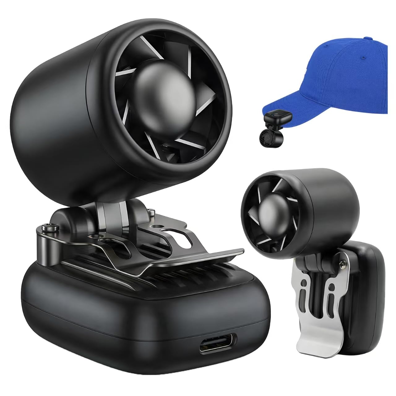 KIMWIND Clip-On Hat Fan with 3 Gear, Super-Mini Portable Handheld Fan, Only 0.13lb, Foldable Personal Fans Rechargeable, Face Cooling Fan for Baseball