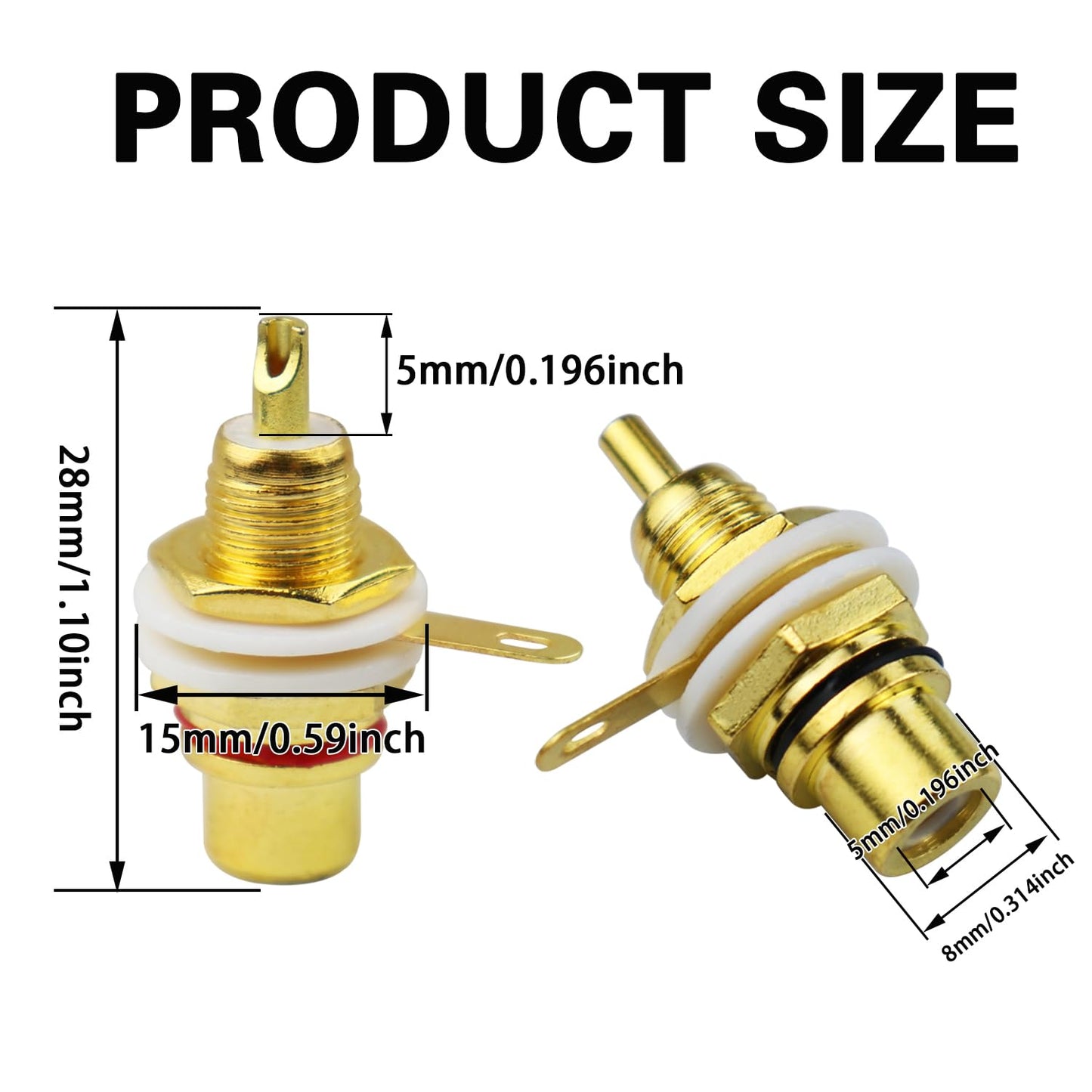 Bntyok 12 Pack Solderable RCA Panel Mount Female Jack, Gold Plated Chassis Socket Connector for Amplifier Terminal