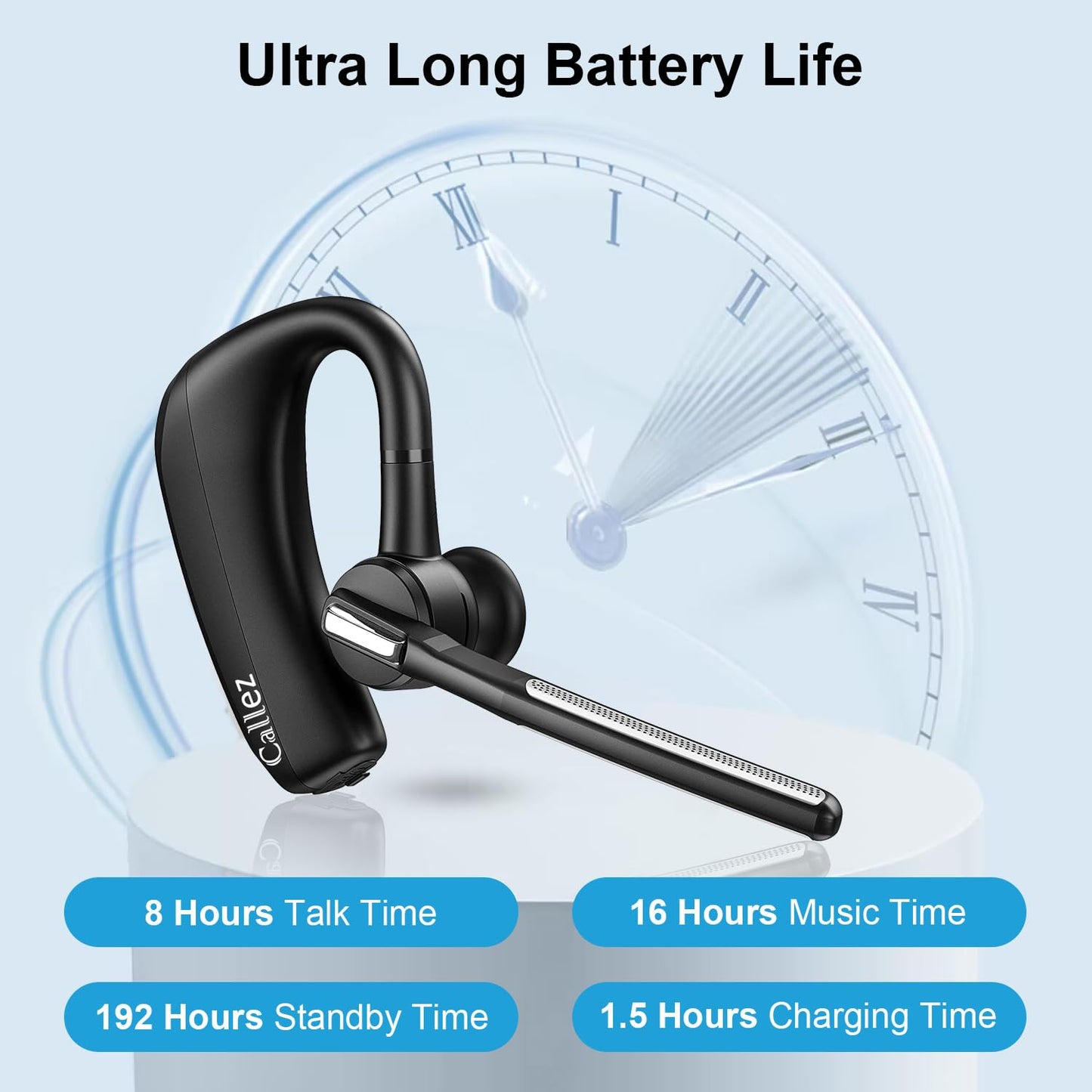 Callez Bluetooth Headset V5.0, Bluetooth Earpiece with CVC8.0 Dual Mic Noise Cancelling Wireless Headset for iPhone Android Cell Phone Trucker