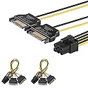 J&D 6 Pin PCIe to Dual SATA Power Cable, 2X SATA to 6 Pin PCIe Express Graphics Video Card Power Cable Adapter (2 Pack), 8 Inch