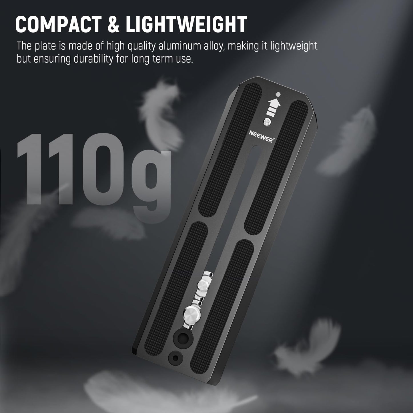 NEEWER 501PL Tripod Quick Release Plate Compatible with MVH500AH MVH502AH, 6.3"/16cm Extended Camera Mounting Plate with 1/4" 3/8" Screws, Anti Off