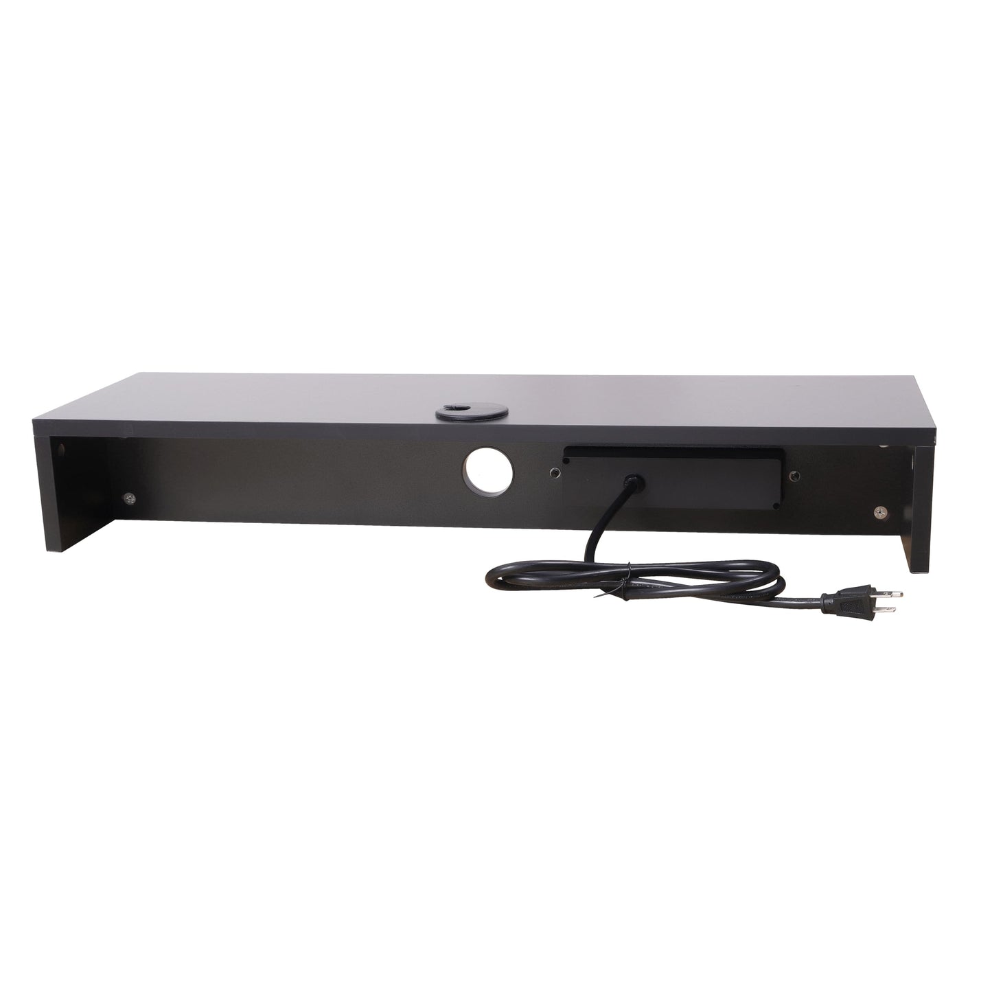 Rocelco 30" Dual Monitor Stand with AC Outlets and USB Power/Charging Strip - Wood Laptop TV PC Riser Shelf with Keyboard Mouse Storage and Cable