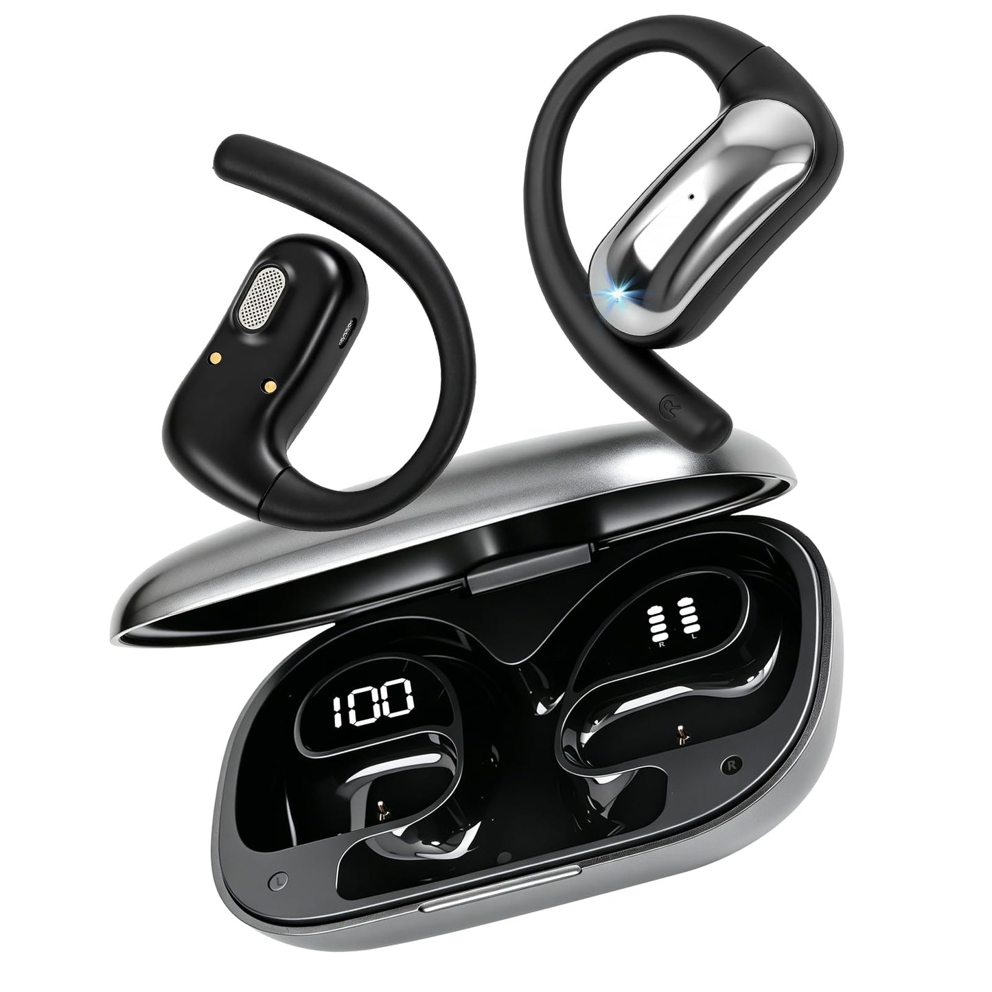 PPBP Open Ear Headphones Wireless Bluetooth 6.1, Over Ear Earbuds with Ergonomic Earhooks, 40H Playtime Sports Wireless Earbuds, IPX6 Waterproof