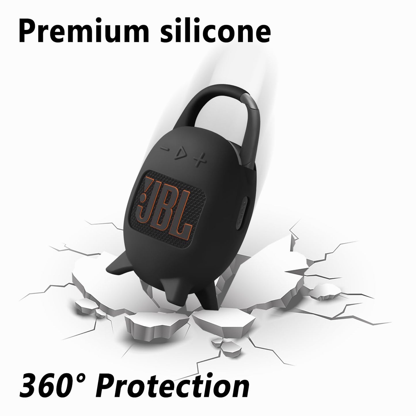 Geiomoo Silicone Carrying Case for JBL Clip 5, Protective Portable Scratch Shock Resistant Cover (Black)
