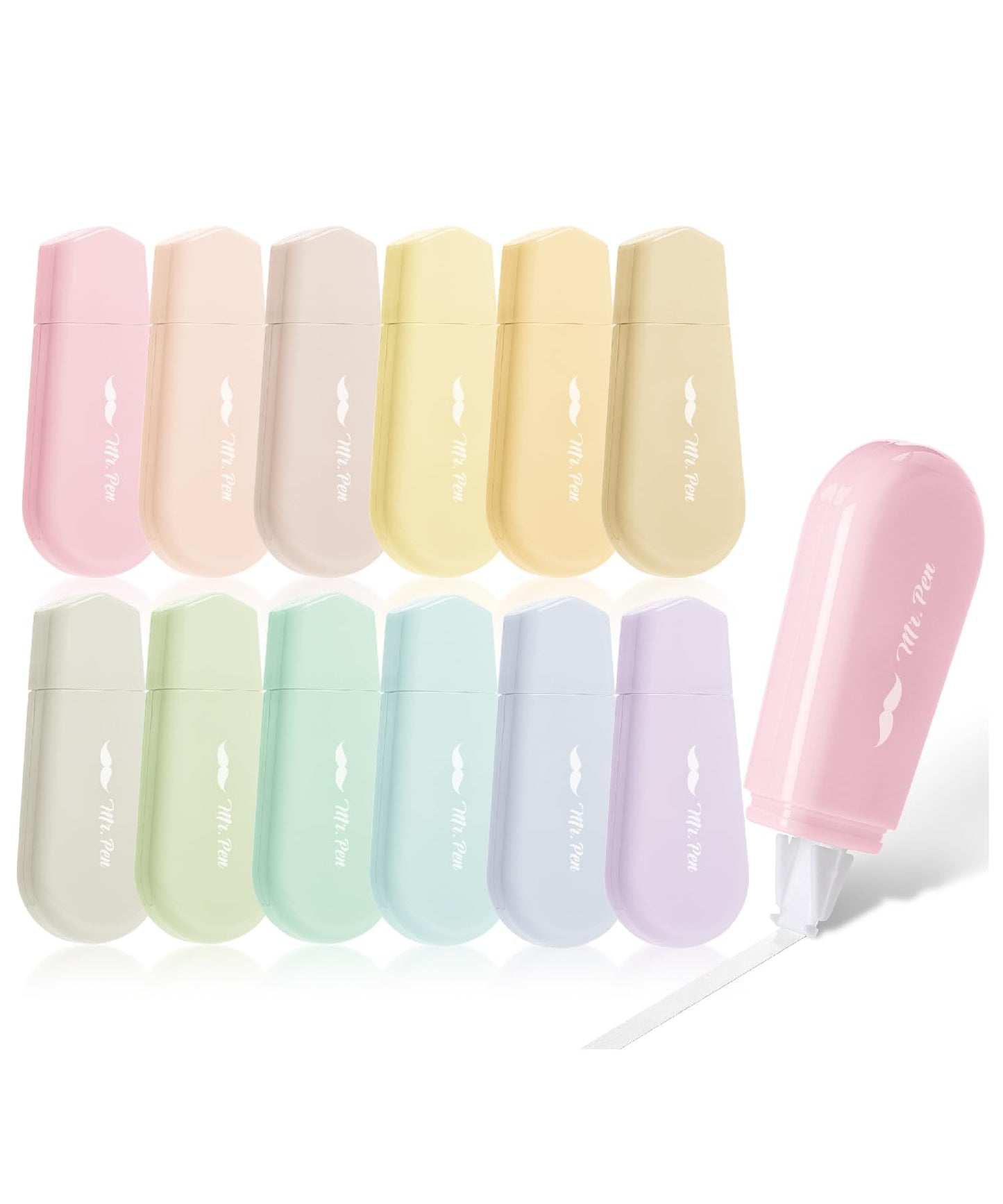 Mr. Pen- Aesthetic Correction Tape Bulk, 0.2" x 197", 12 pcs, Pastel Colors
