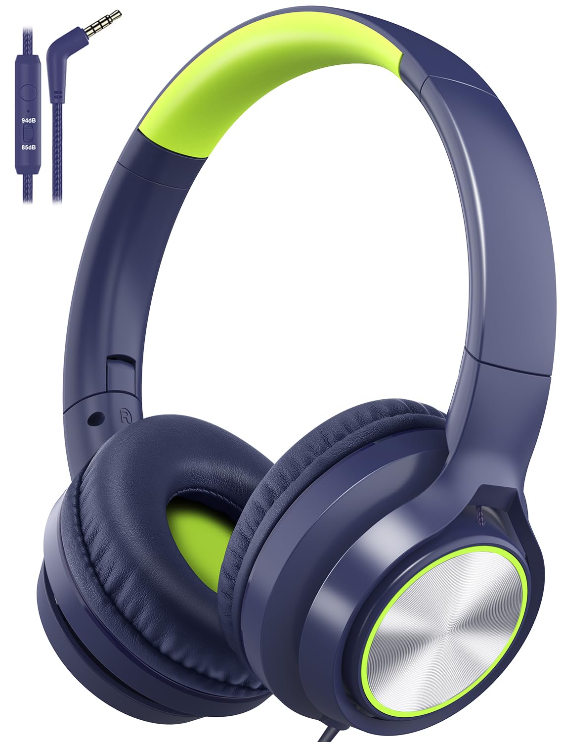 Kids Headphones with Cord , Wired Over Ear Headsets with Microphone Limited Volume 85dB/ 94dB, Portable Wired Headphones for Kids Boys Girls Teens