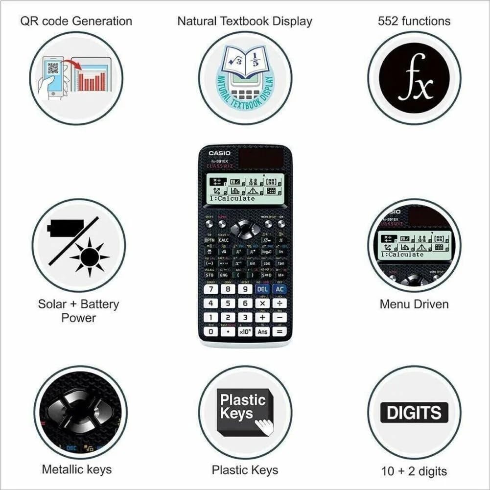 991EX Scientific Calculator Original Digital Large Display 696 Functions for High School University Solar Scientific Calculator
