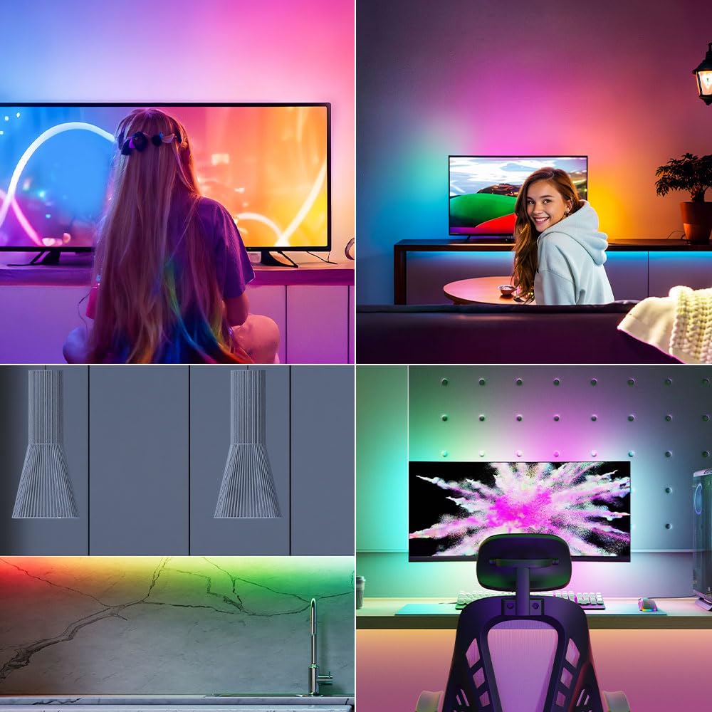 LOAMLIN Individually Addressable RGB LED Strip9.8FT 144LEDs/M 5050 SMD with WS2812 IC Control Smart Flexible Dream Full Color Black PCB Light IP67