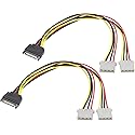 zdyCGTime SATA 15pin to Dual 4pin Molex one-to-Two Power Cord Cable,sata 15P to 4P IDE Hard Drive Power Cord Y-Splitter,SATA Male to 2 Molex Female