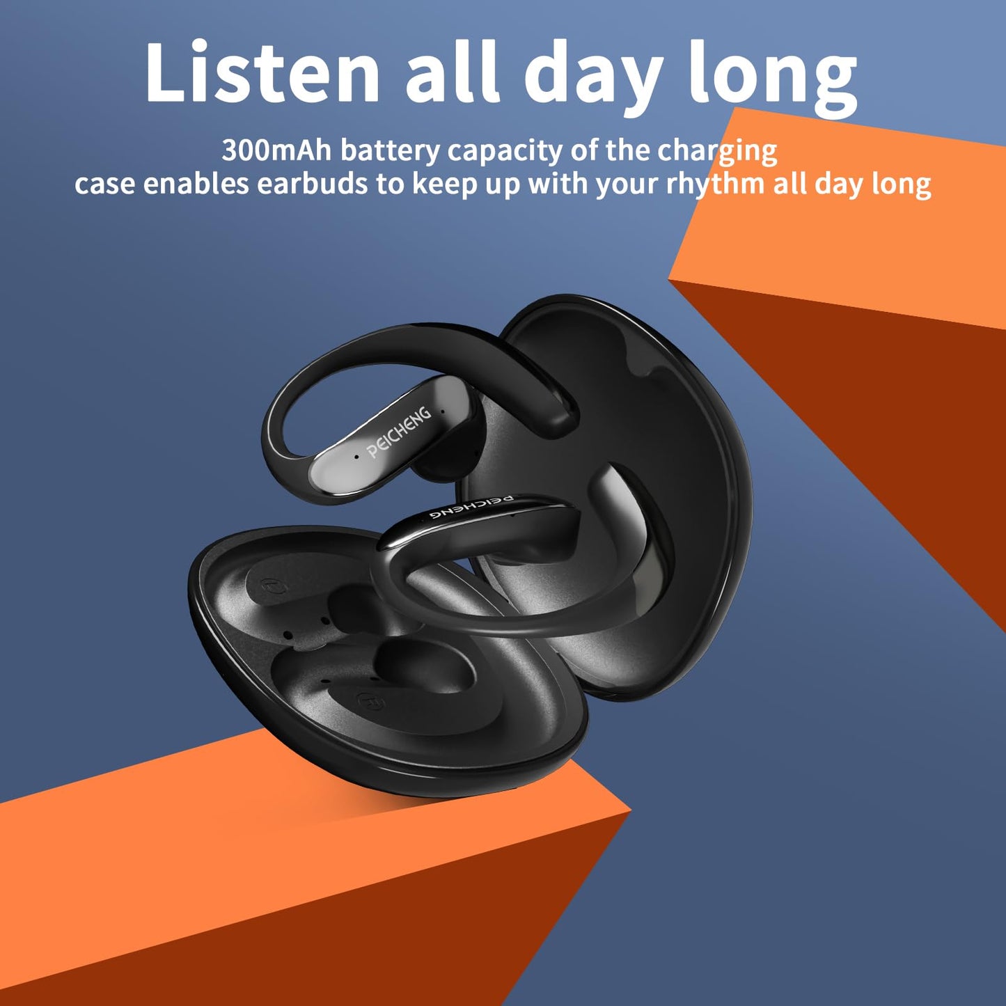 PEICHENG Wireless Bluetooth Earphones Earbuds Headphone Ear Bud for Sports Travel Business Learning (Black)