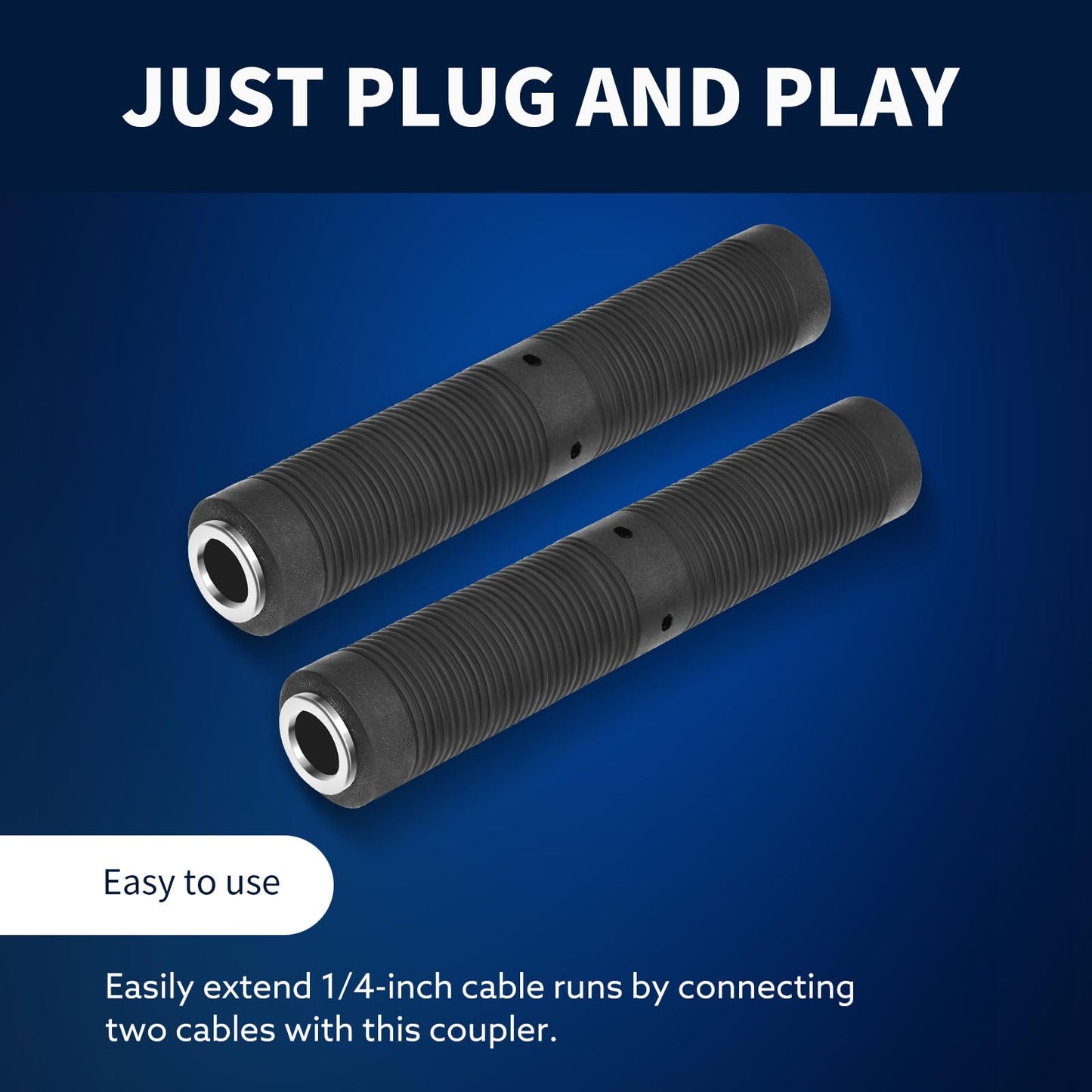 Devinal 1/4 Inch TRS/TS Female to Female Coupler, 6.35mm Jack Stereo Adapter Joiner, Gender Changer Connectors - 4 Pack