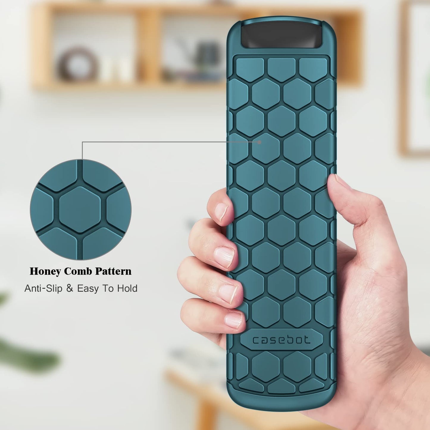 CaseBot Case for Alexa Voice Remote Pro (2022 Release) - Honey Comb Lightweight Anti-Slip Shockproof Silicone Protective Remote Controller Cover, Dark