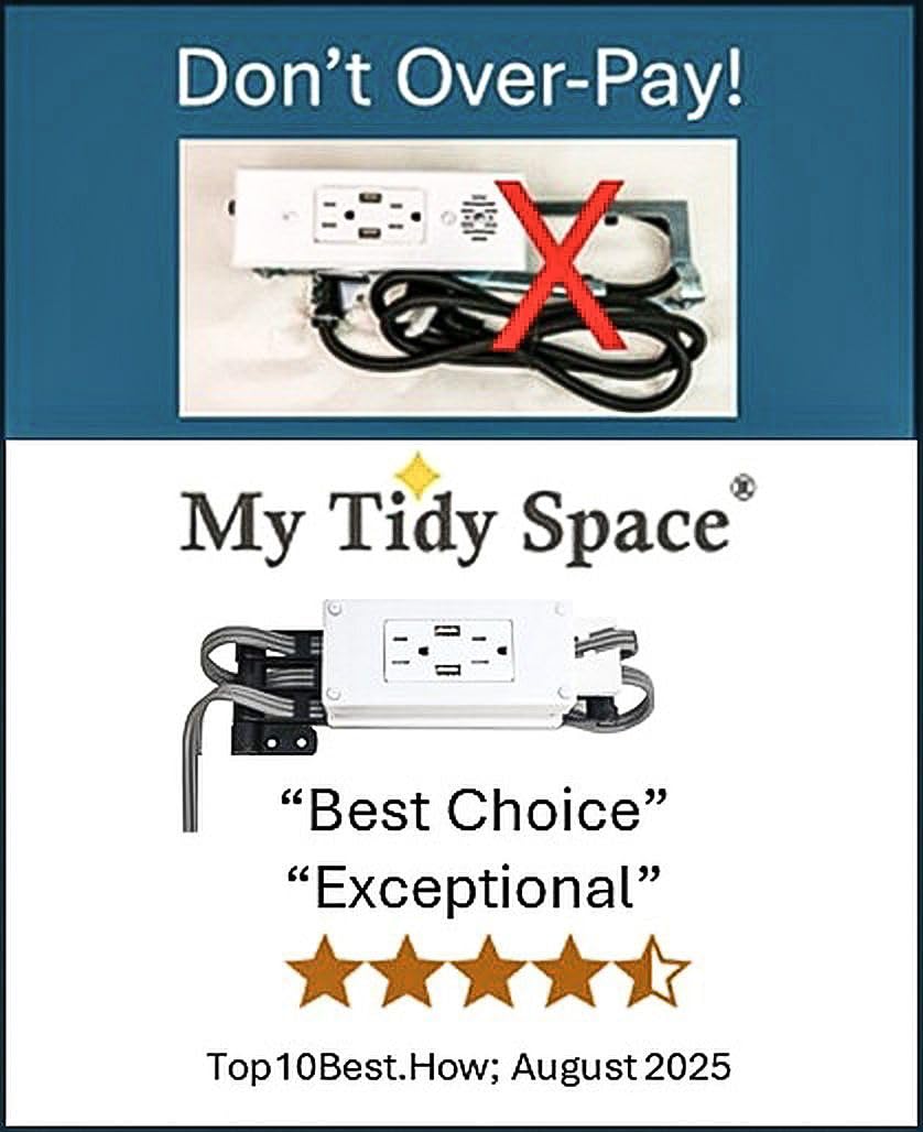 My Tidy Space Low Profile in Drawer Docking Station Outlet (2) USB-A (2) 15 Amp