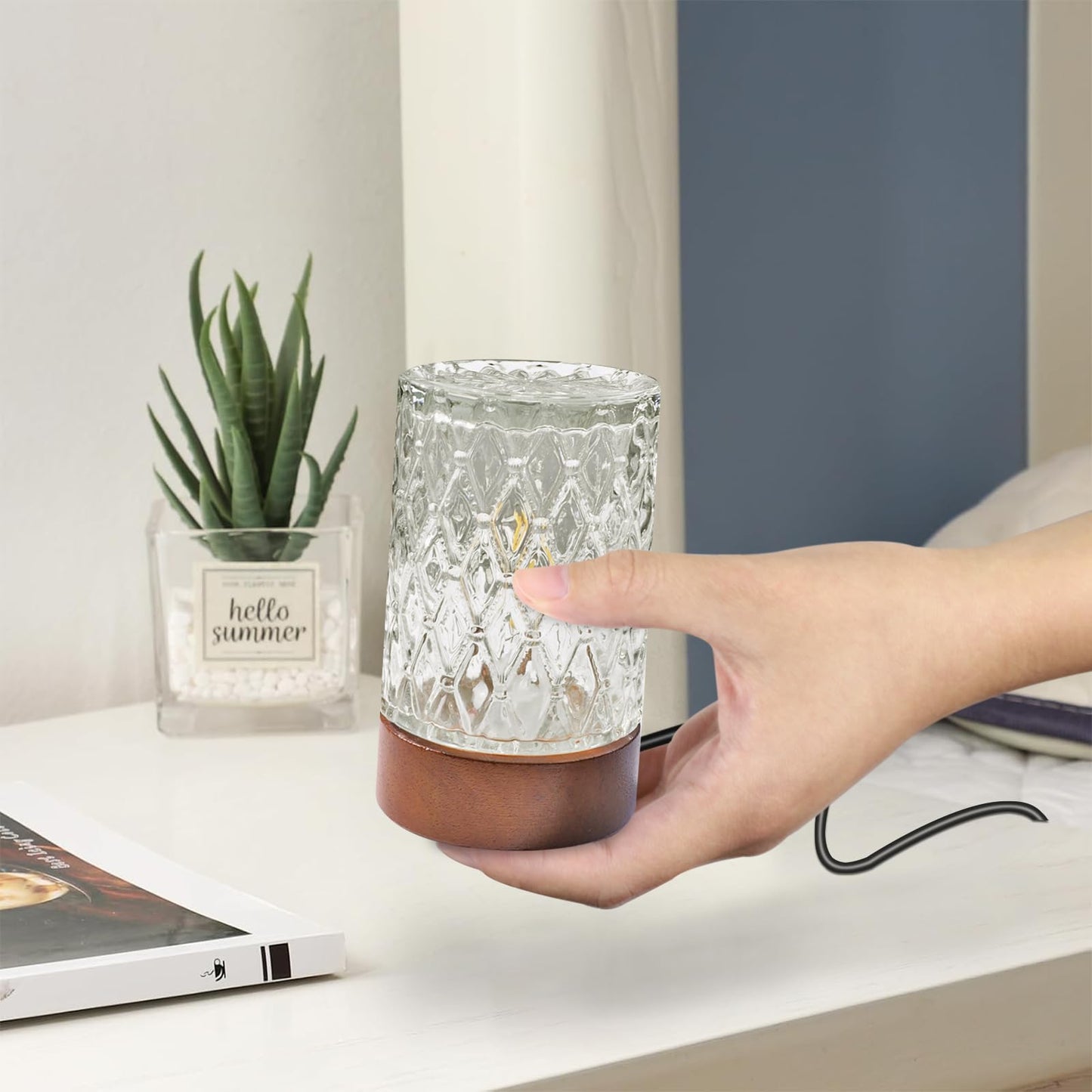 GZWANHANGMY Mini Soft Warm LED Night Light,Dimmable Bedside Lamp Small Nightstand Glass Lamps Desk Reading Light for Bedroom,Living Room,Study
