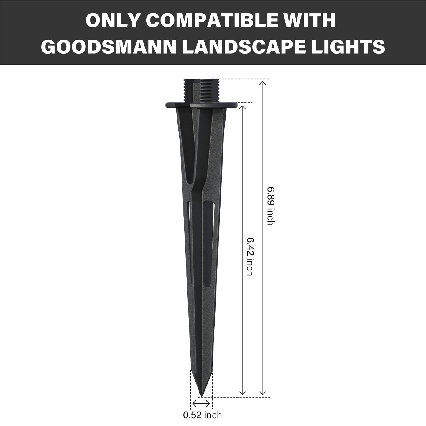 GOODSMANN 2PCS Metal Spikes Stakes with Male Thread 3/4-14NPSM 0.77IN for Low Voltage Landscape Lights Compatible with GOODSMANN Landscape Lights