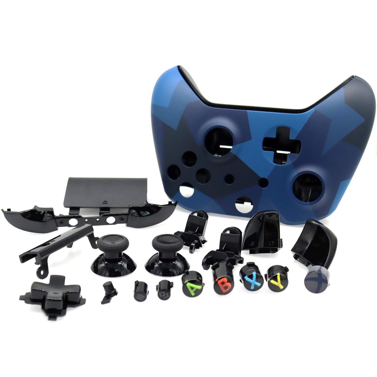 Deal4GO Full Housing Shell Custom Set Replacement with Buttons Bumpers DIY kit Replacement for XB0X One Wireless Controller Model 1708 (Blue)