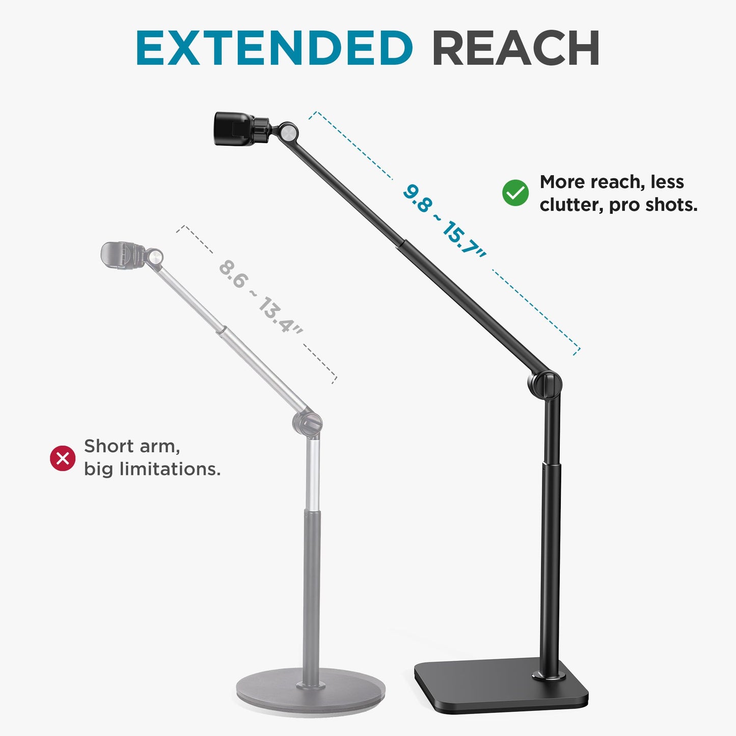 InnoGear Overhead Phone Mount, Heavy Duty Aluminum Phone Stand Tabletop Cooking Tripod for Desk Flexible Cell Phone Holder for Live Streaming