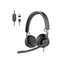 Logitech Zone 750 Wired On-Ear Headset with Advanced Noise-canceling Microphone, Simple USB-C and Included USB-A Adapter, Plug-and-Play Compatibility…