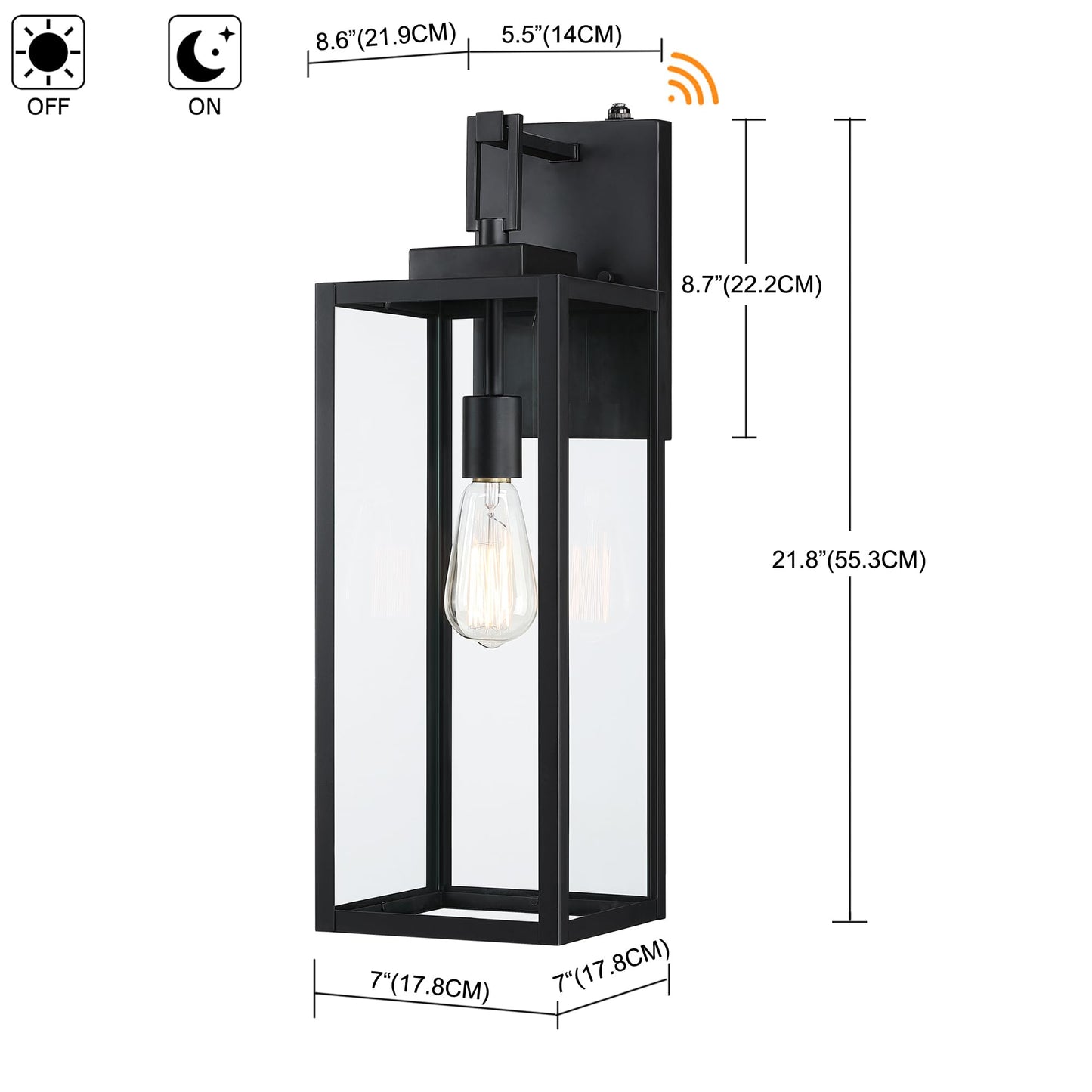 22 Inch Outdoor Wall Light Dusk to Dawn, Extra Large Wall Lantern for House Exterior Wall Sconce with Sensor, Photocell Porch Light for House Outside