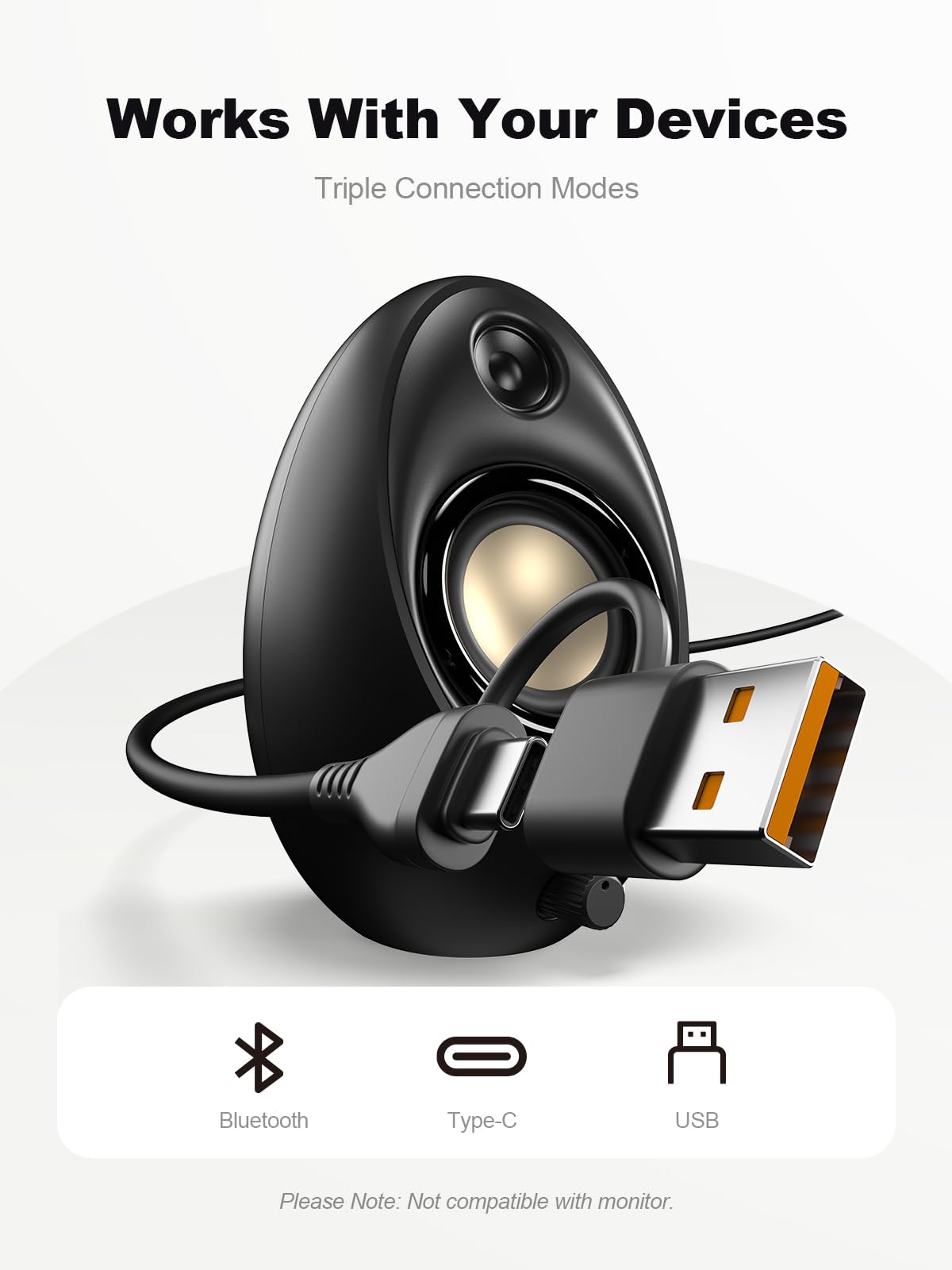 Bluedee Computer Speakers for Desktop PC, 20W Peak, Bluetooth 5.4 USB USB-C