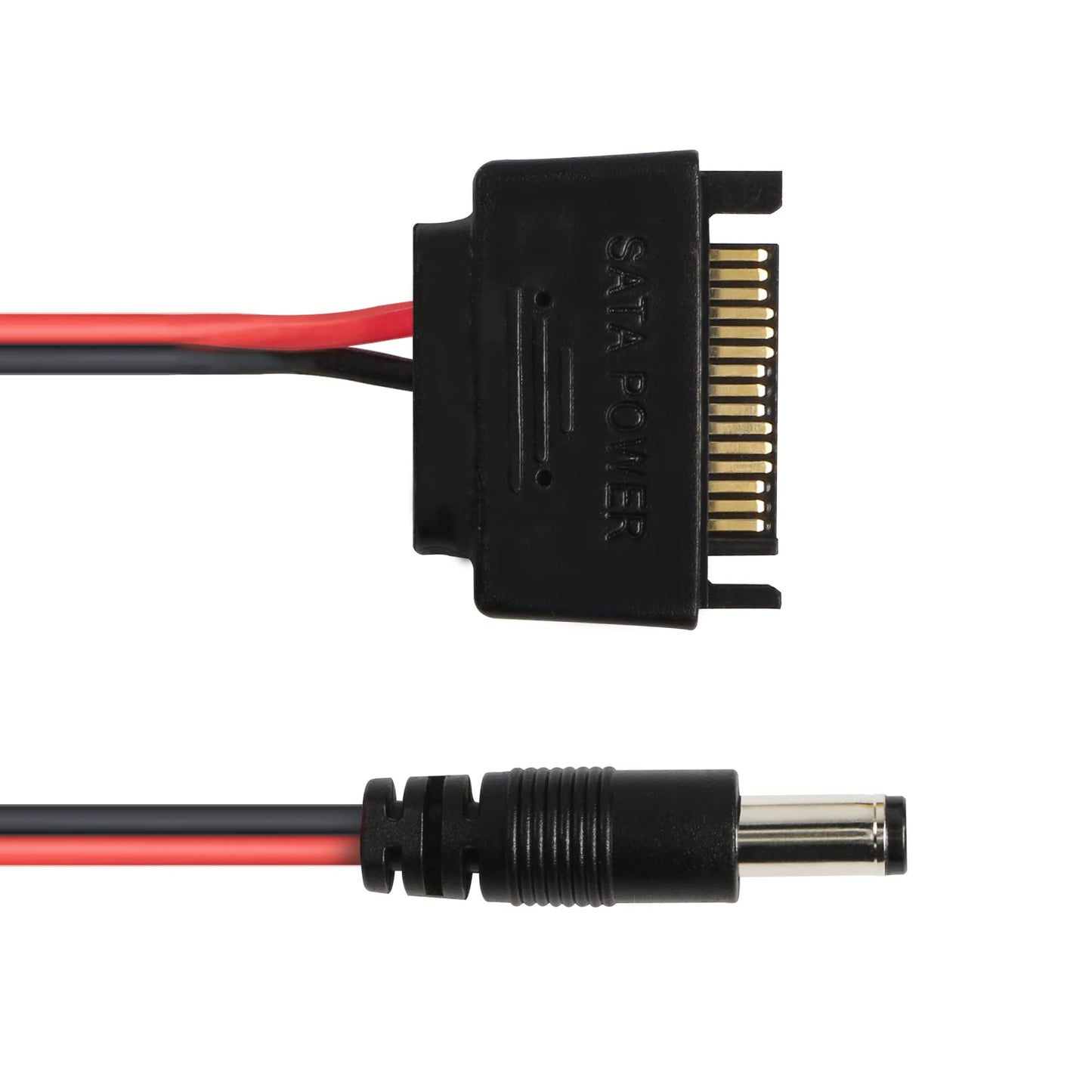 QIANRENON SATA Male to DC5.5 * 2.5 Male Power Cable, 12V5A 15 pin SATA to DC5525 Connectors Cable, 100 cm (39.4 inches), 2 PACS