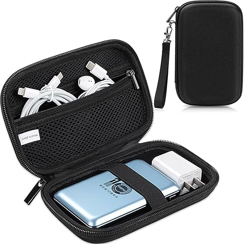 CAAORDKSO Hard Travel Electronic Organizer Case, Electronics Accessories Organizer Pouch Bag for External Hard Drive, Power Bank, Chargers, Cable