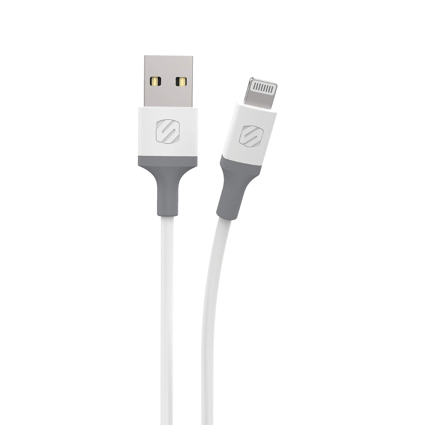 Scosche i34WG-SP Strikeline USB-A to MFI Certified Sync Charging Cable for Lightning Devices, 4 Feet, White/Gray