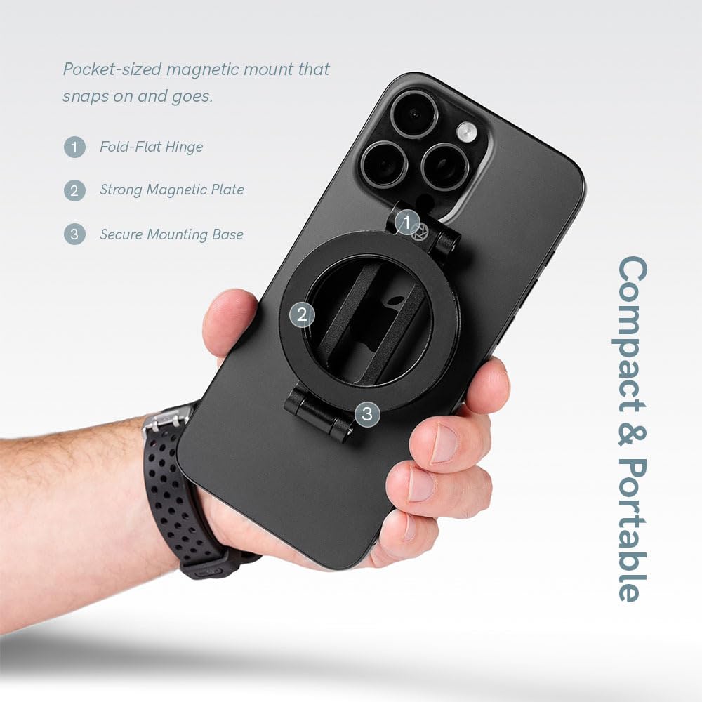 Premium Magnetic Phone Stand for MagSafe iPhone & Android, Foldable Dual-Sided Magnetic Holder with Multiple Adjustment Points, Mount for Any Magnetic