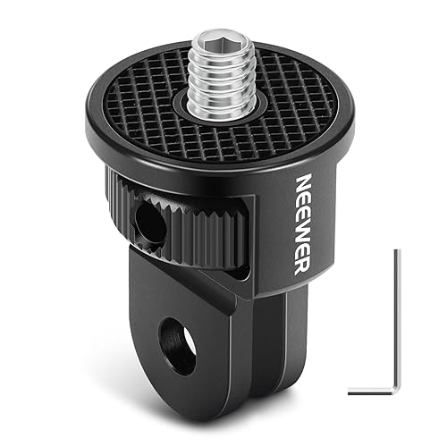 NEEWER Action Camera Mount Adapter with 1/4" Screw Aluminum Alloy Compatible with GoPro Hero 13 12 Insta360 X4 X3 DJI Osmo Pocket 3 Creator Combo