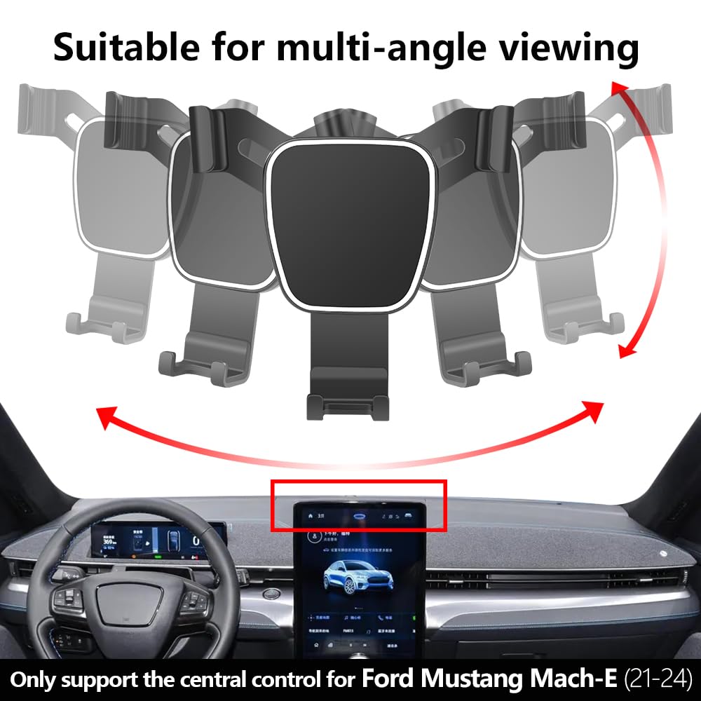 LUNQIN Car Phone Holder for Ford Mustang Mach-E 2021 2022 2023 2024 2025 2026 Mach E Auto Accessories Navigation Bracket Interior Decoration Mobile