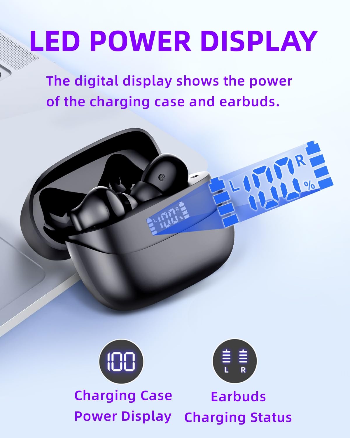 AIMUZIKEER Wireless Earbuds A8 PRO Bluetooth Earbud & in-Ear Headphones Deep Bass Clear Call, IPX7 Waterproof Ear Buds Wireless Earphones, 36Hrs