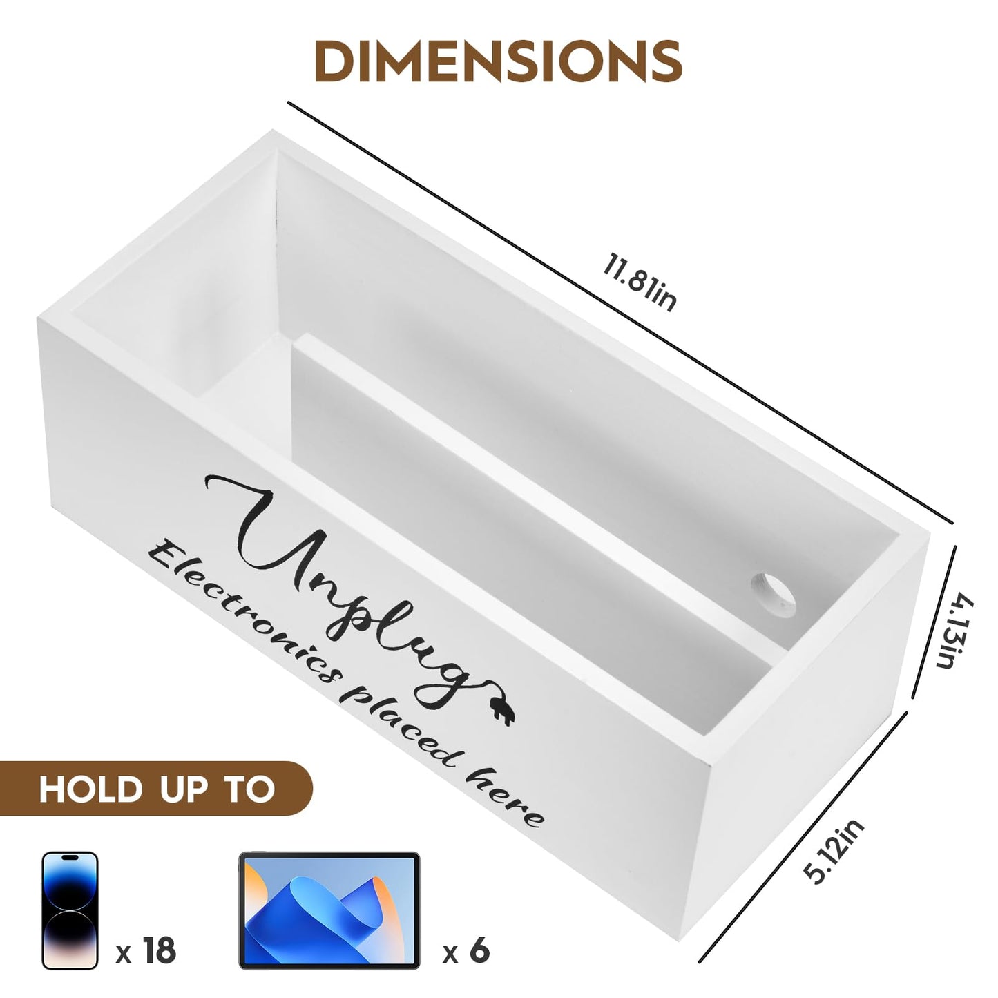WHXE MNHEE Unplug Box,Premium Cell Phone Box for Family Time,Holds 18 Phones,Cell Phone Jail with Charging Holes for Phones, Tablet, Electronics