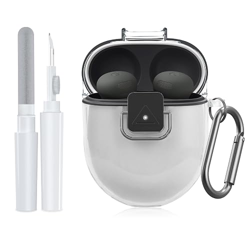 for Google Pixel Buds Pro 2 Case Cover with Lock Clip, Clear TPU Case for Google Pixel Buds Pro1/2, Shockproof Protective Case Skin wtih Keychain