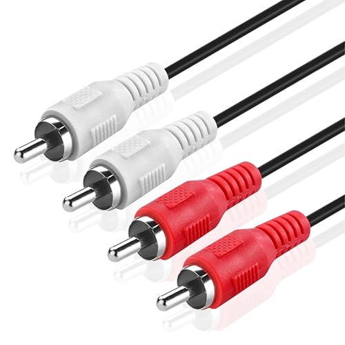 TNP RCA to RCA Audio Cable (25 FT) - 2 RCA Male to Male Red and White Audio Cable - RCA Cables Car Audio Connector Plug Jack Wire Cord for Home