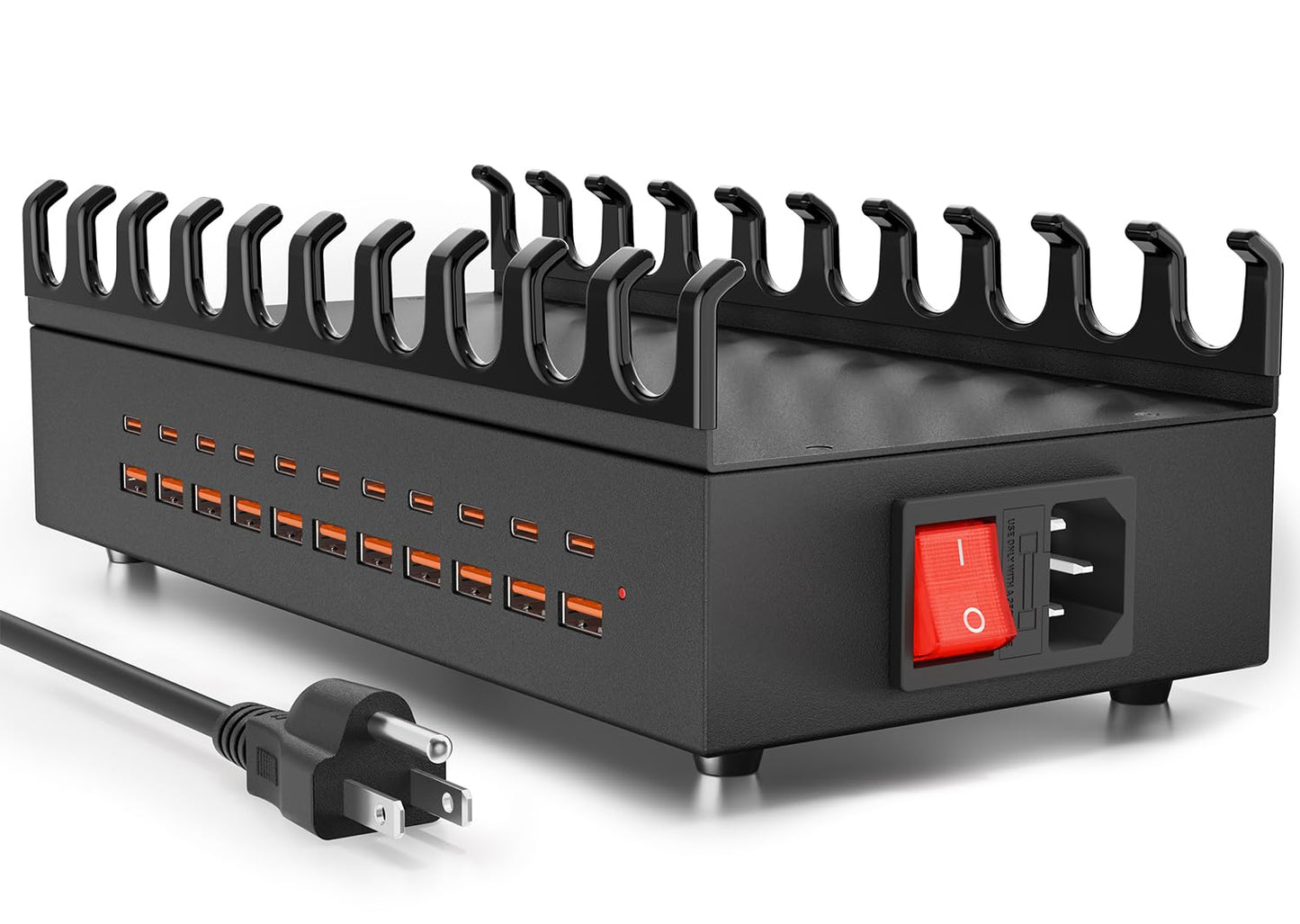 USB~C Charger Block, 300W 22 Port (11 US? A & 11 US?~C) USB Charging Station for Multiple Devices, Desktop Wall Fast Charger with Storage Dividers