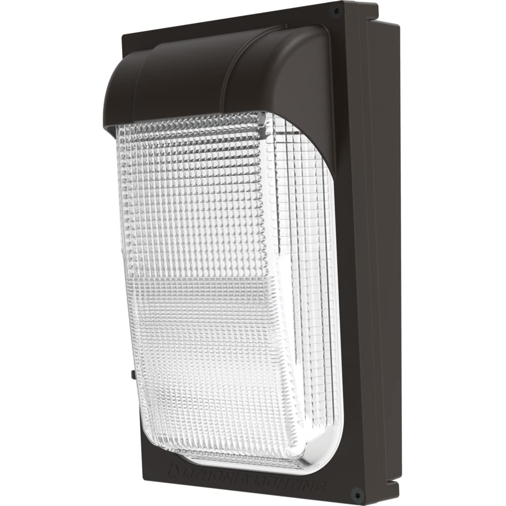Lithonia Lighting 7.5" Mini LED Wall Pack Outdoor Light Fixture, Building Wall Light, Adjustable Lumens, 4000K Cool White, MVOLT 120-277V, IP65, Glass