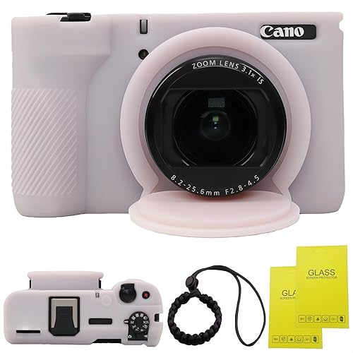 SZHSYJY V1 Case,Camera Case for Canon PowerShot V1 Digital Camera - Soft Silicone Protective Case with Removable Lens Cover, Includes 2 Screen