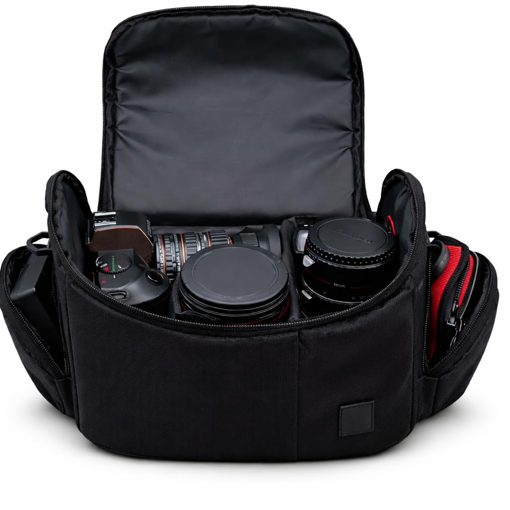 eCostConnection Deluxe Large Digital Camera/Video Padded Carrying Bag/Case for Nikon, Sony, Pentax, Olympus Panasonic, Samsung, and Canon DSLR Cameras