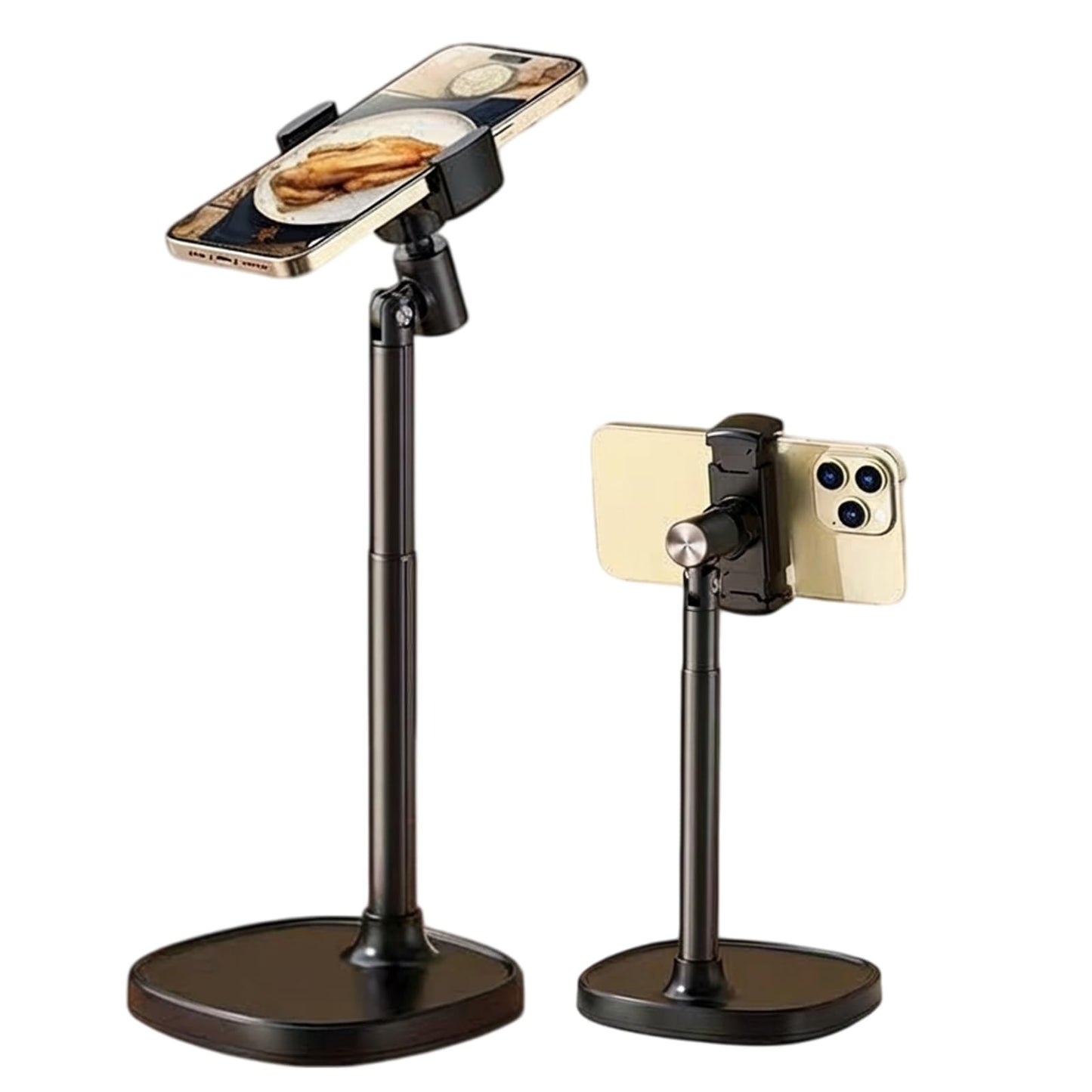 Faung Cell Phone Stand for Desk, Adjustable Height & Angle Phone Holder, 360° Rotation Retractable Desktop Phone Stand for iPhone Samsung and All